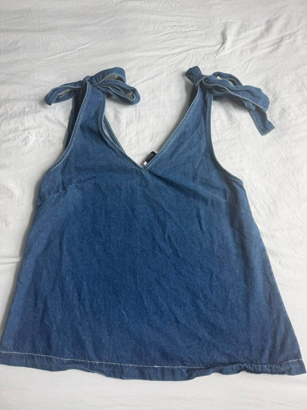 Hausen Denim Tie Shoulder Top & Shorts Two Piece Set S